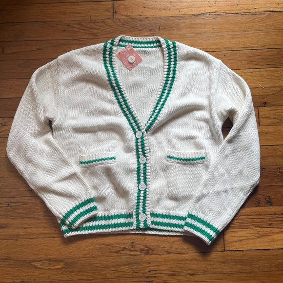 *ONE OF A KIND *NWT Woodstock Rhinestone Green Varsity Cardigan Size L *CUSTOM* - Picture 9 of 12